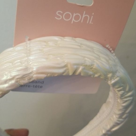 Sophi Mother of Pearl Ruched Puffy Headband NWT Irredescent - Picture 3 of 5